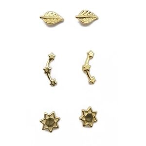 Gemma Simone 14kt Gold Plated Sun Stars Leaf Earrings Set